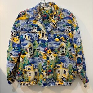 VTG Natalie & Me Nautical Mediterranean Silk Button Jacket Coastal Grandmother